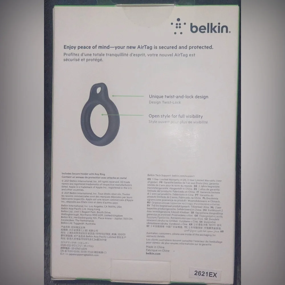 Bellingham Secure Holder with Key Ring for Air Tag Black